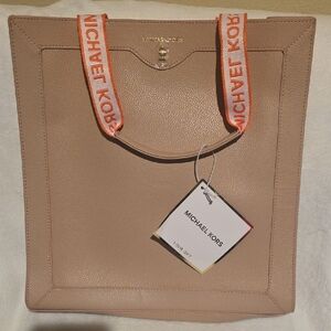 Michael Kors Tan Tote with Red Straps